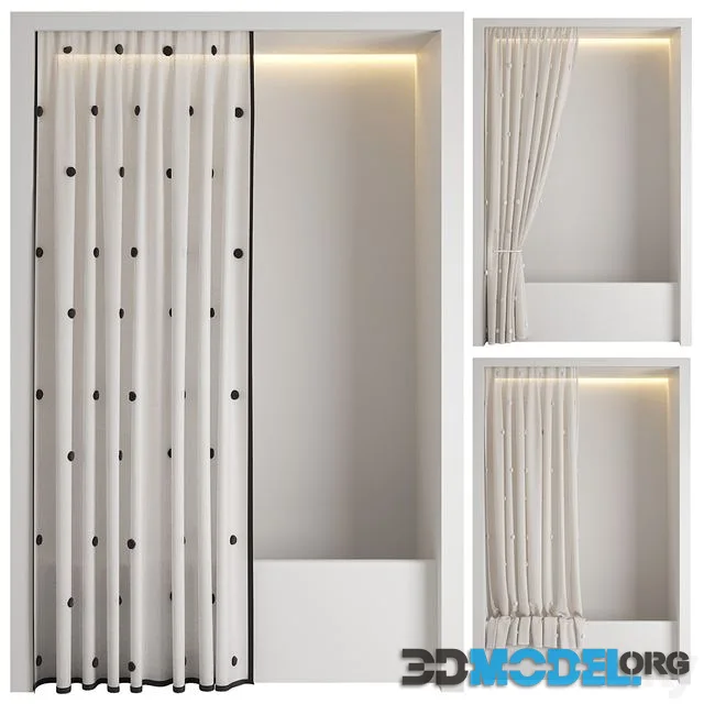 Shower curtain with piping and pompoms