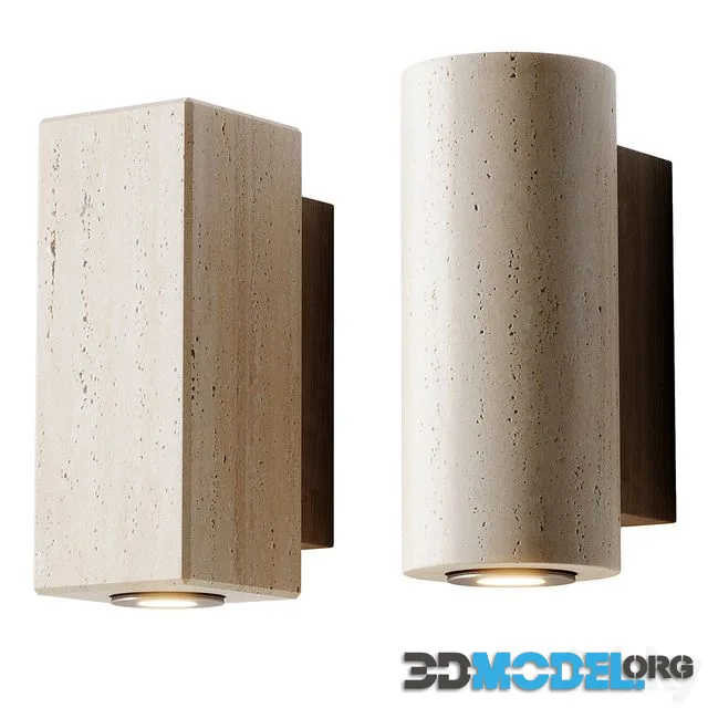 Wabi sabi led wall light in travertine marble decor