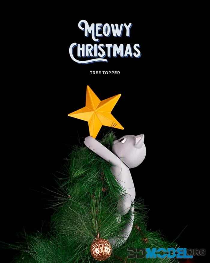 Meowy Christmas - Tree Topper – Printable