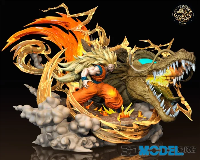 Yōkai Studio - Goku Super Saiyan 3 Dragon Fist Diorama – Printable