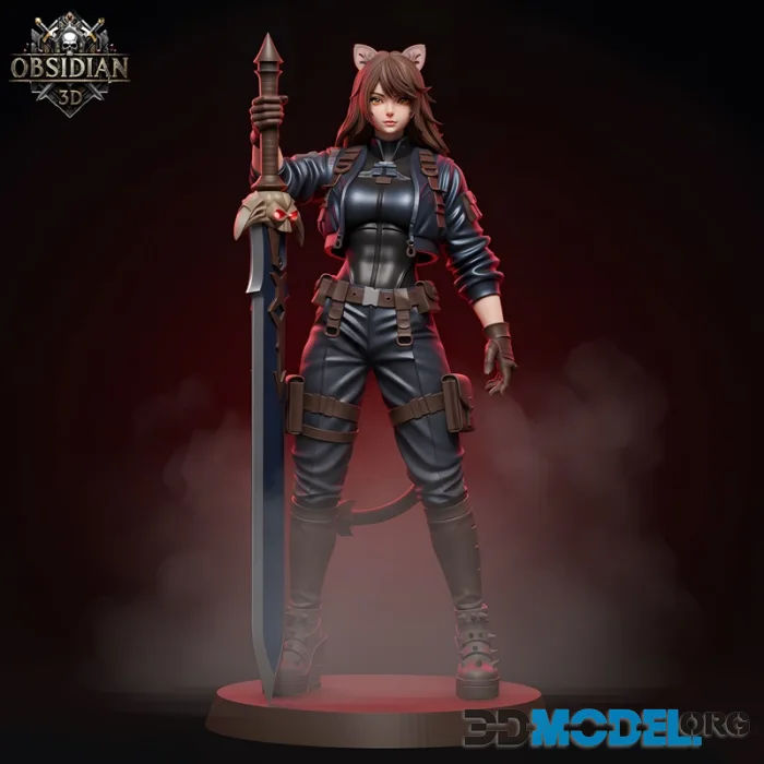 Obsidian 3D - Cat Warrior Girl – Printable