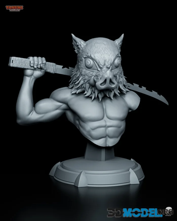 Tanuki Figures - Inosuke - Demon Slayer Bust – Printable