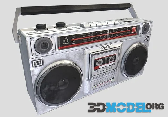 90S Style Boombox Radio Prop Low Poly (PBR)