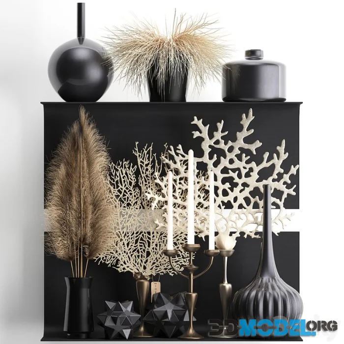 A collection of bouquets of dried flowers in vases Set 12