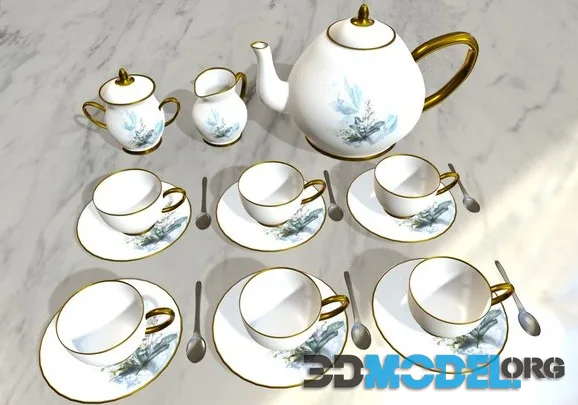 An Extravagant Tea Set Low-poly