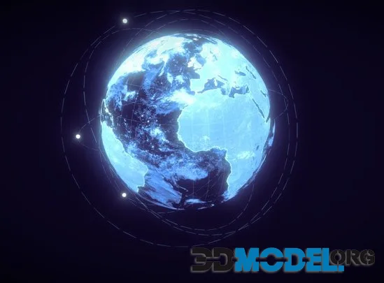 Animated Hologram Planet Earth Sci Fi (PBR)