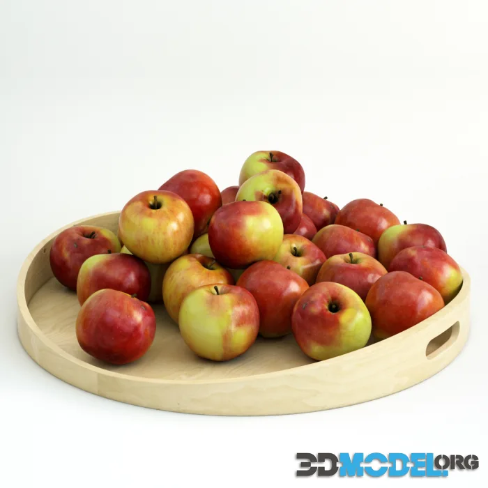 Apples in wooden plate