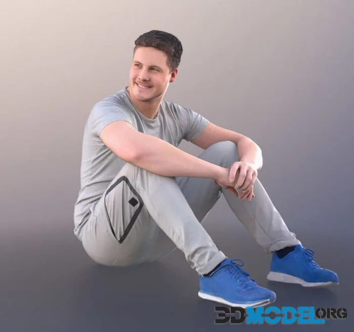 Athletic Man Sitting On The Ground Talking (PBR)