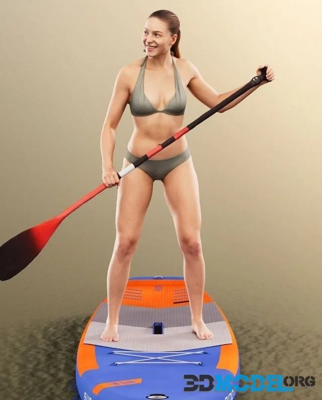 Athletic Woman In Bikini Stand Up Paddling (PBR)