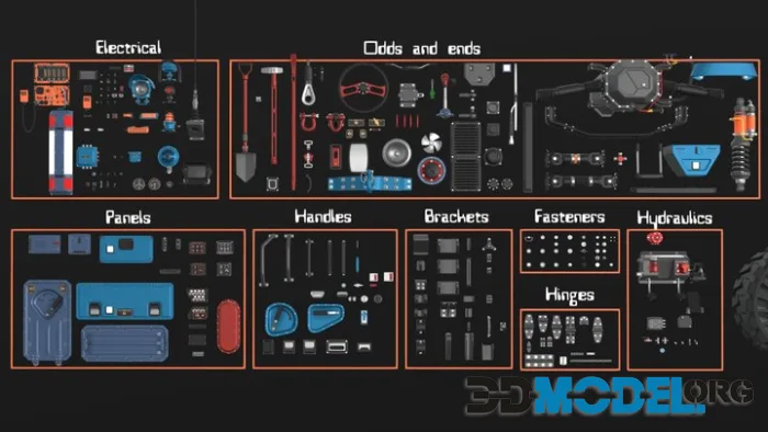 Bits And Bobs   Hard Surface Kitbash Pack (PBR)