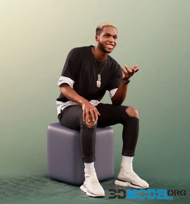 Black Man Sitting And Talking Gesticulateing (PBR)