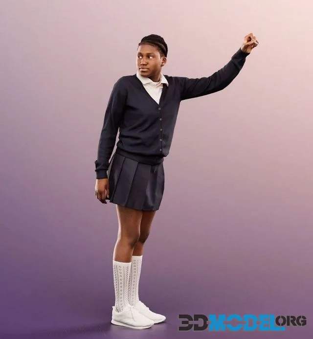 Black School Girl Writing On Board (PBR)
