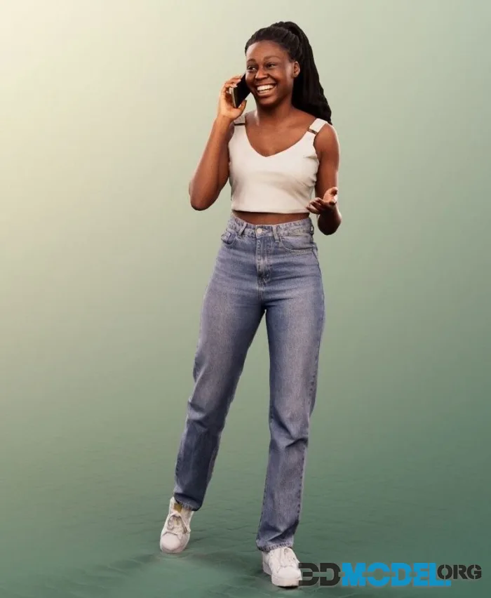 Black Woman Walking Phone Call (PBR)