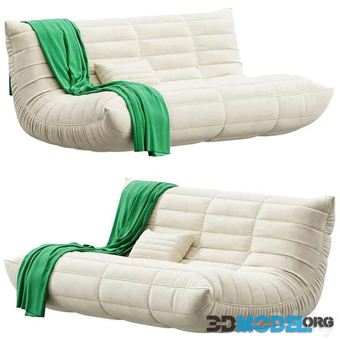 Blanchette Kail Microfiber Microsuede Armless 3-Seat Togo Three Seater Sofa