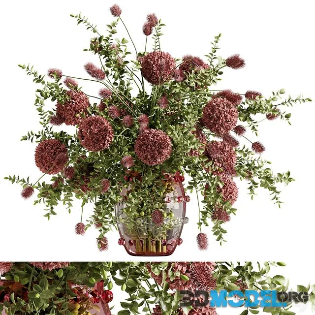 Bouquet of balls and fruits in a glass vase 11