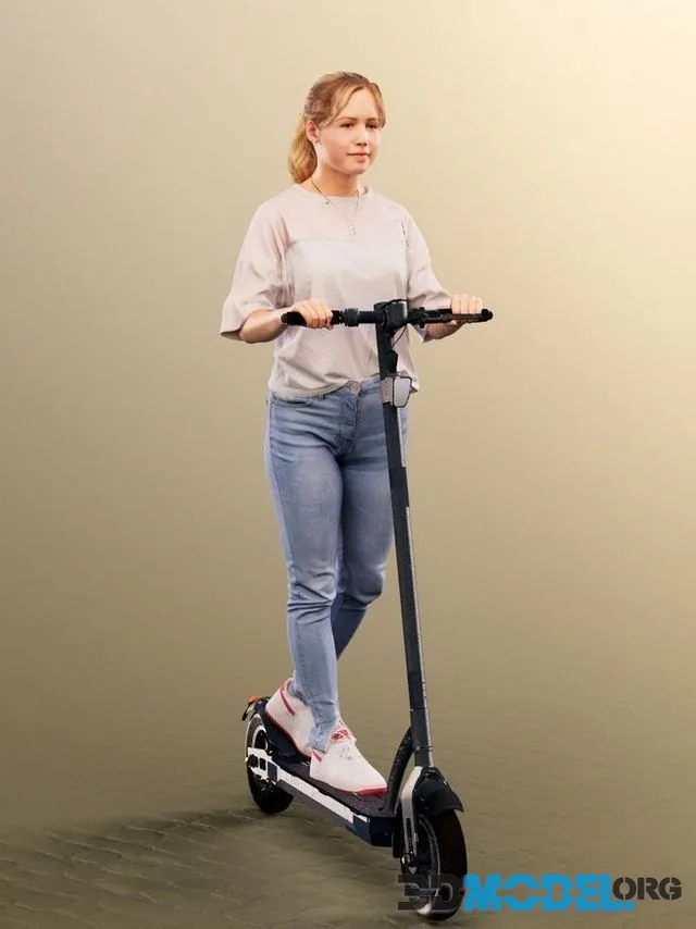Casual Girl Driving Scooter (PBR)