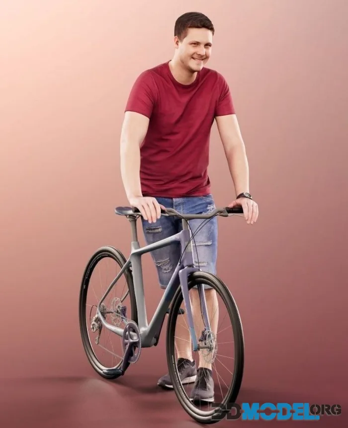 Casual Man with bike red t-shirt (PBR)