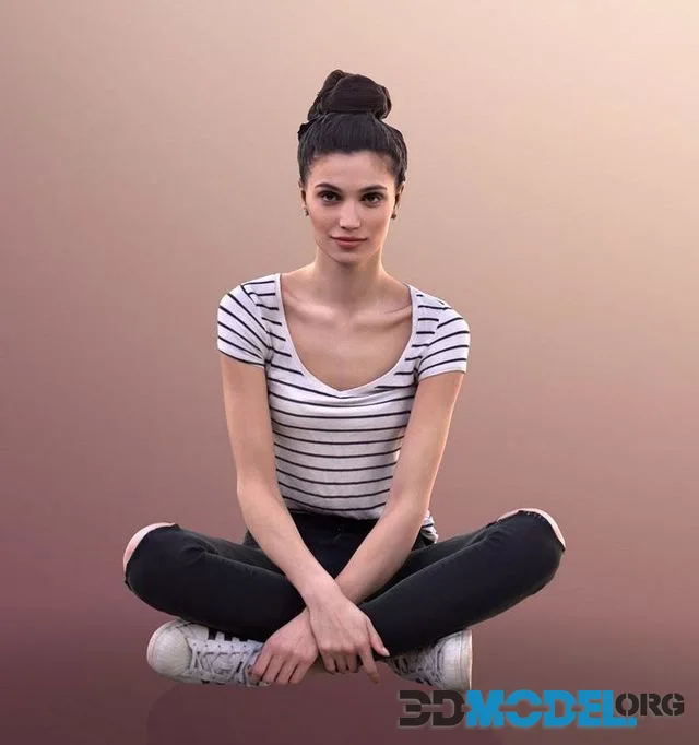 Casual Woman Sitting On Ground (PBR)