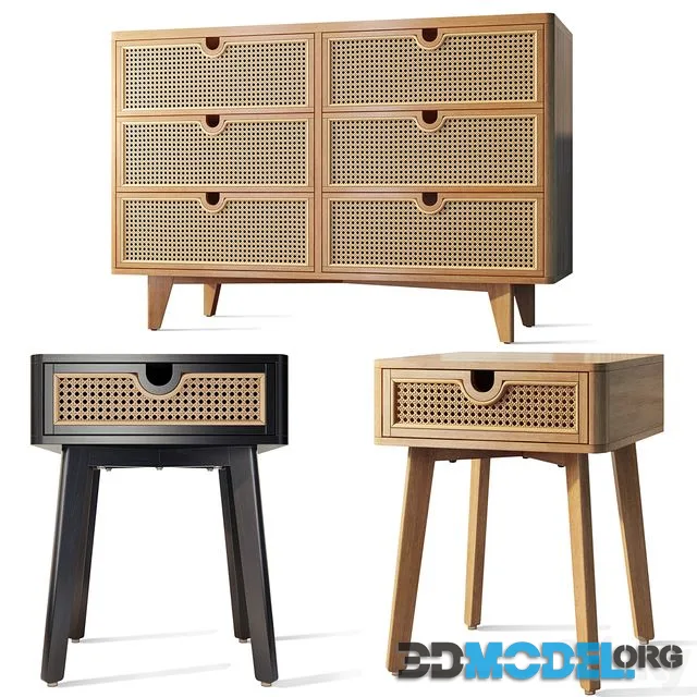 Chest of drawers bedside table Marte Rattan Urban Outfitters