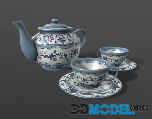 Chinese Tea Set   Ceramicporcelain Teapot Cups Low-poly
