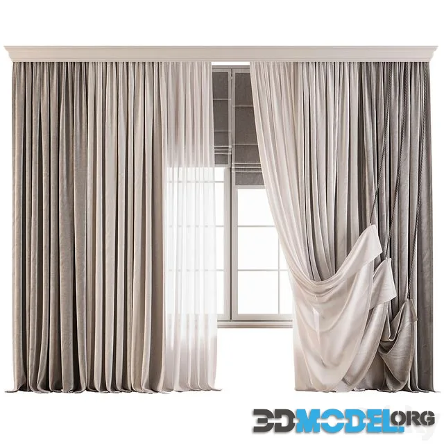 Curtain set with sheer and pleated drapes 67
