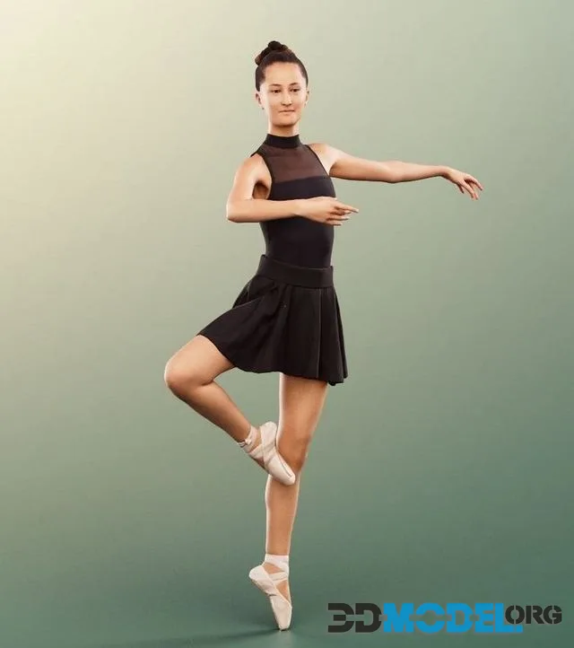 Dancing Ballerina In Black Dress (PBR)