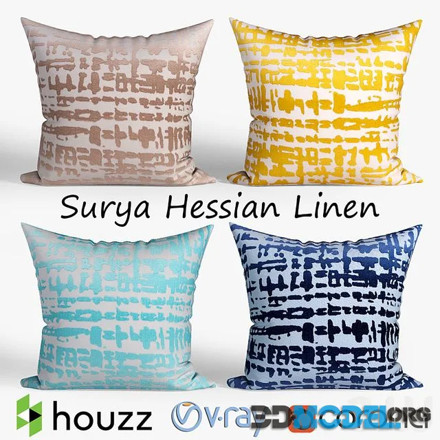 Decorative pillows Houzz, Surya Hessian Linen set 063
