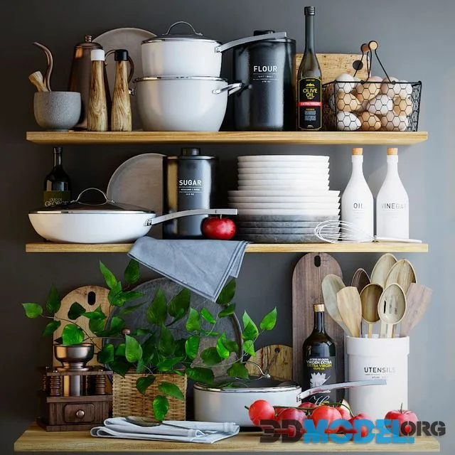 Decorative set for kitchen with olive oil and tomatoes