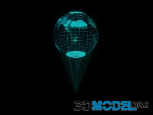Earth Globe Hologram 2MB Looping Animation (PBR)