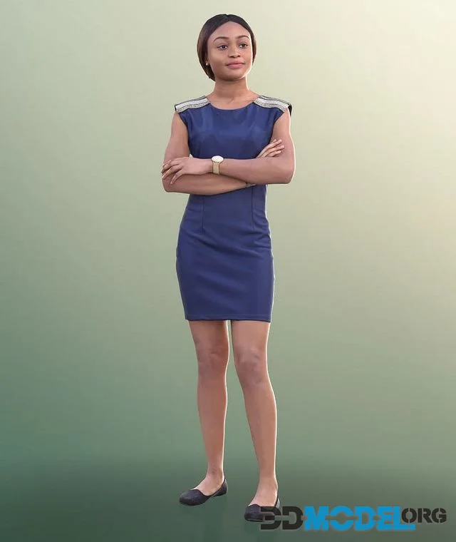 Elegant Black Woman Standing With Crossed Arms (PBR)