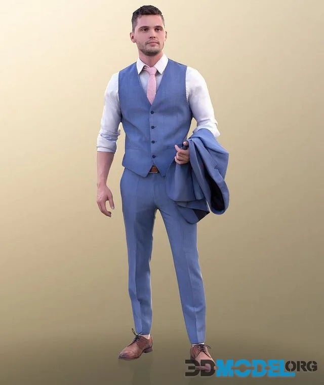 Elegant Business Man Standing Jacket Over His Arm (PBR)