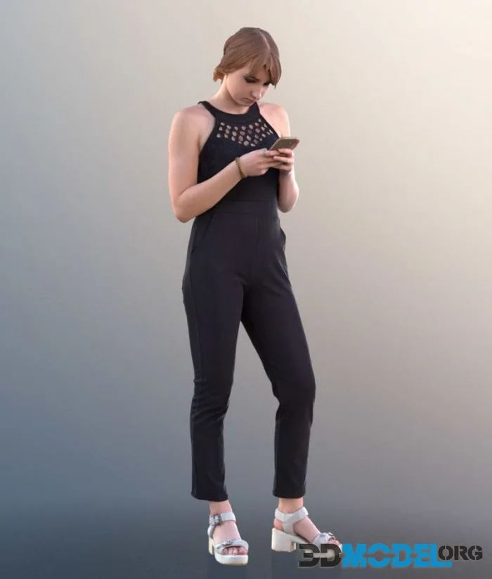 Elegant Woman Standing Texting On Phone (PBR)