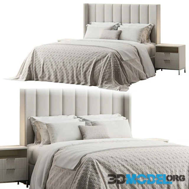 Emilie Upholstered Fabric Wing Headboard Bed