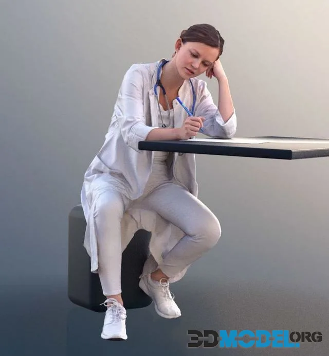 Female Doctor Sitting And Writing (PBR)