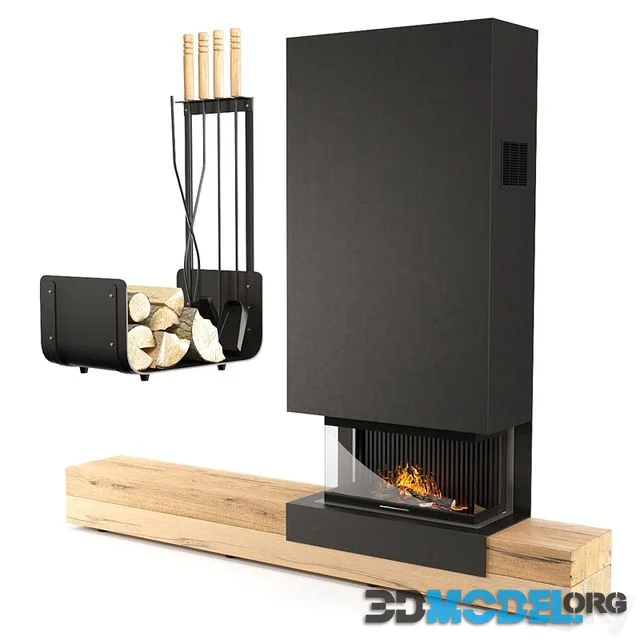 Fireplace (black and wood)