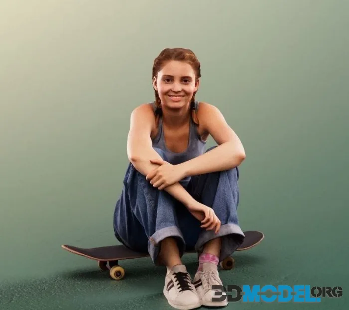 Girl Sitting On Skateboard (PBR)