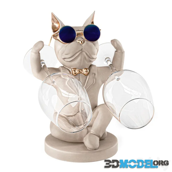 Glass holder in the shape of a French bulldog