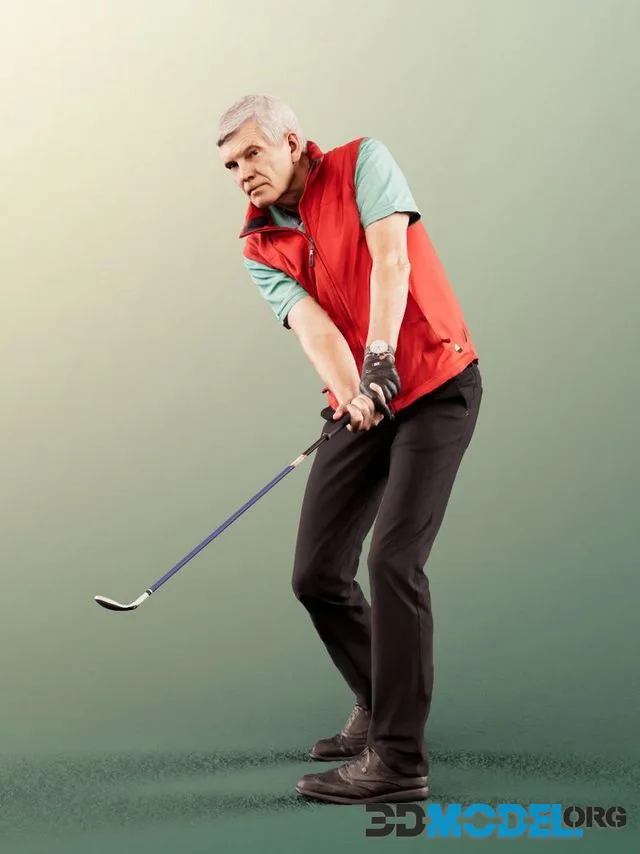 Golfer Golfplayer Hitting Caddy Best-Ager (PBR)