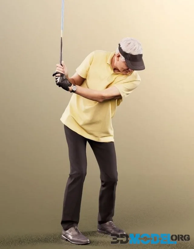 Golfer Golfplayer Hitting With Caddy (PBR)