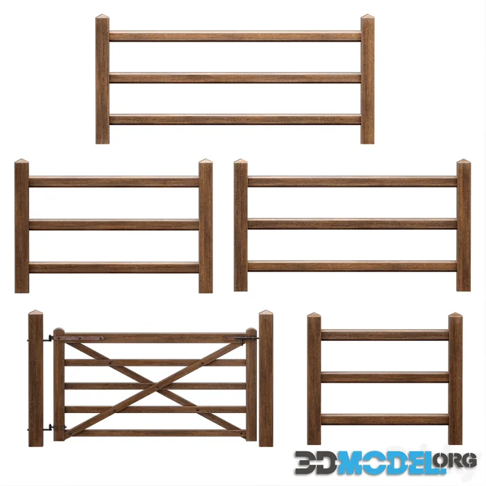 Horse paddock. Wooden fence with a gate
