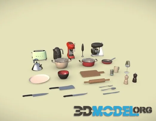 Kitchen Items Pack   24 Items Low-poly