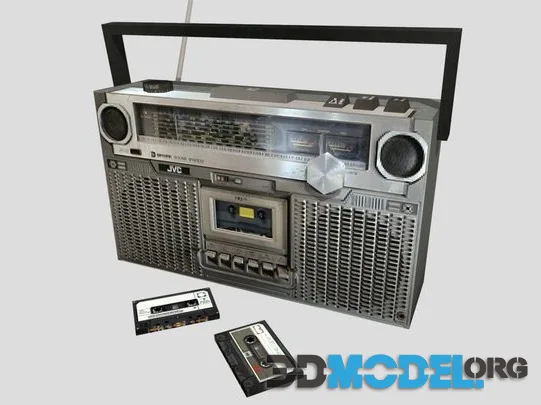Low Poly Boombox PS1PS2 Style (PBR)
