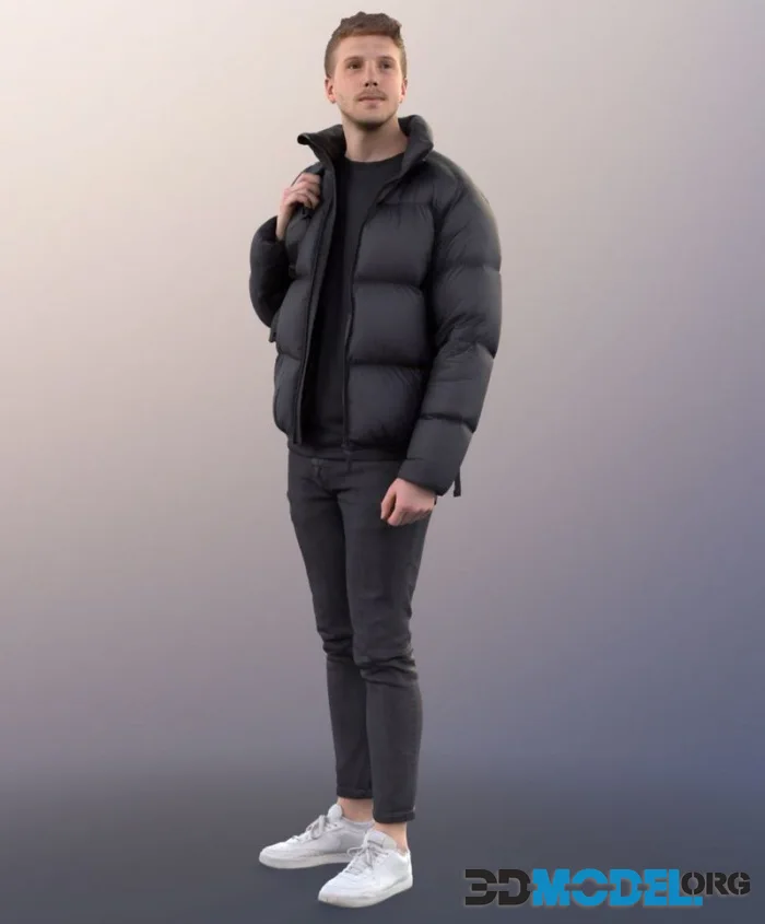 Man Standing Warm Winter Jacket And Bag (PBR)
