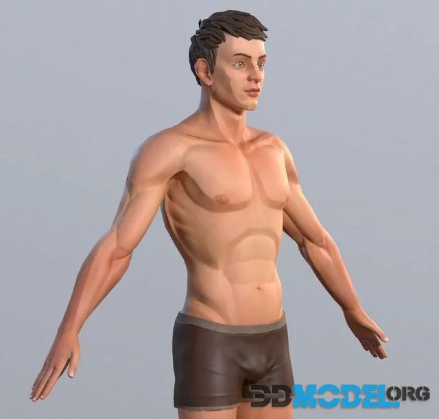 Man Stylized Body Male Character low-poly (PBR)
