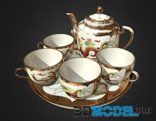 Mdm Liu Woon Fong's Wedding Tea Set Low-poly
