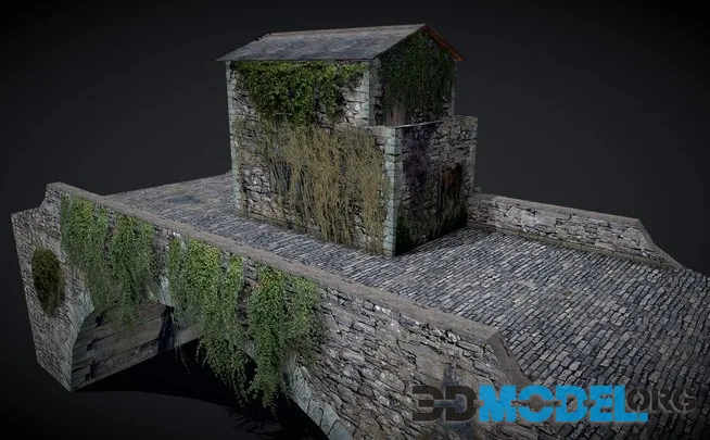 Medieval City Bridge Low Poly (PBR)