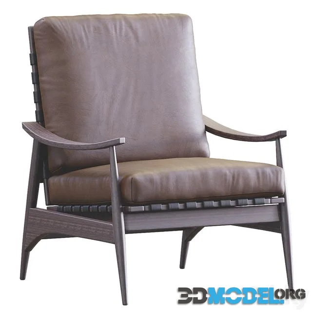 Mid Century Outdoor Show Wood Lounge Chair Leather