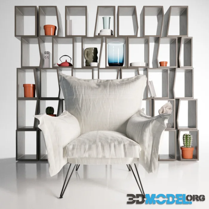 Moroso Cloudscape Chair, Terreria bookcase