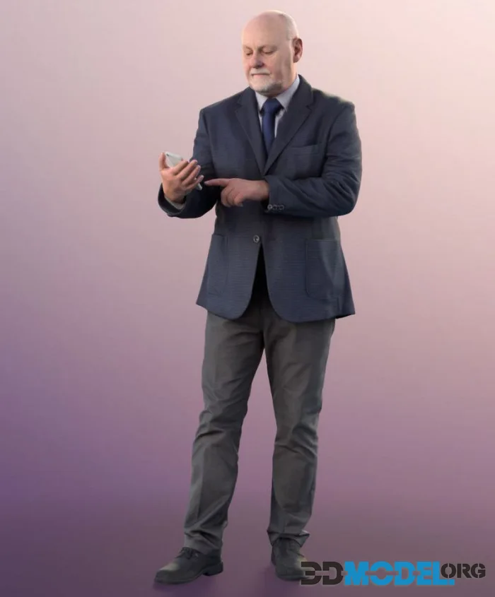Old businessman standing explaining bald beard (PBR)