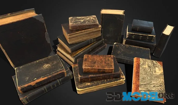 Old Damaged Books Set   PBR Game Ready (PBR)